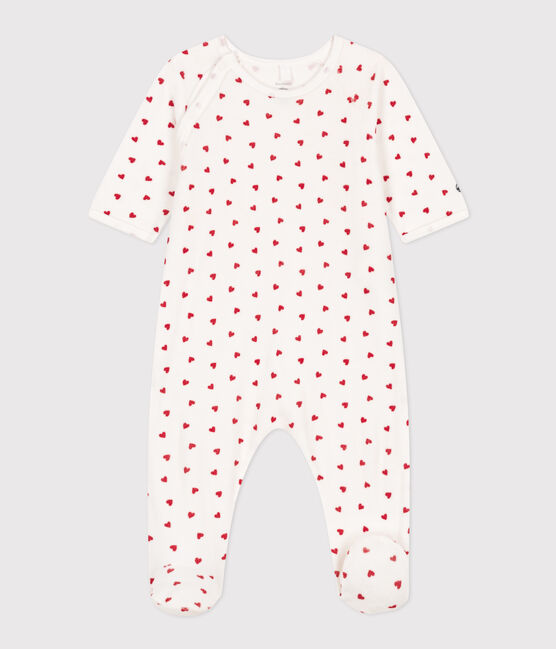 Pigiama bebè in ciniglia con cuore bianco MARSHMALLOW/rosso TERKUIT