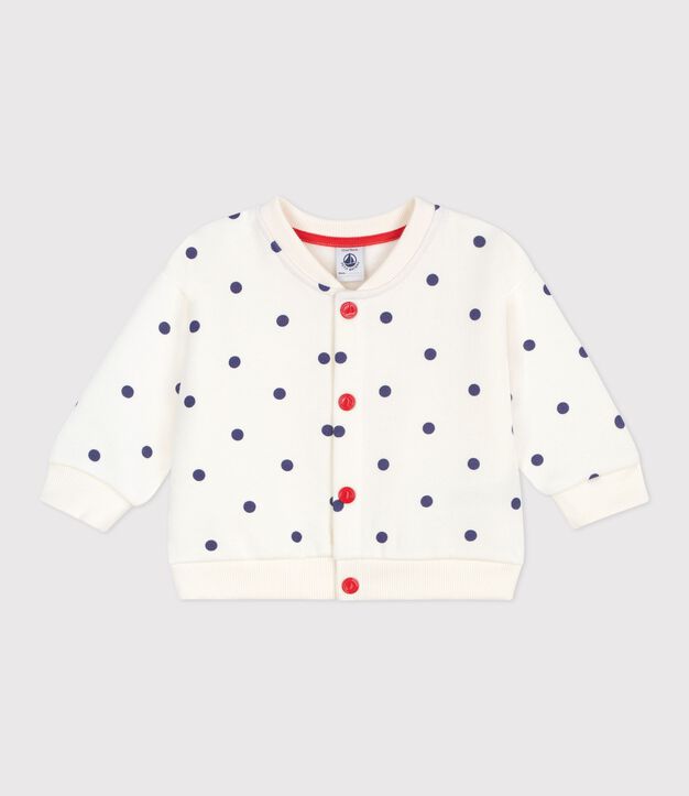 Giubbotto modello teddy in cotone con stampa a pois neonato blu/blu
