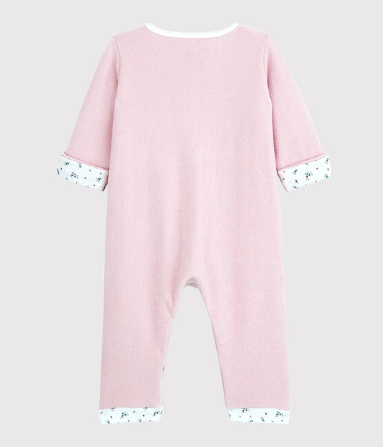 Tutina lunga a righe rosa bebè in spugna bouclette grattata rosa JOLI