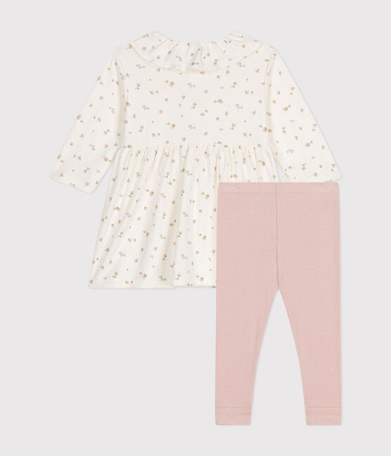 Set composto da abito a maniche lunghe e leggings in cotone neonato bianco MARSHMALLOW/bianco MULTICO
