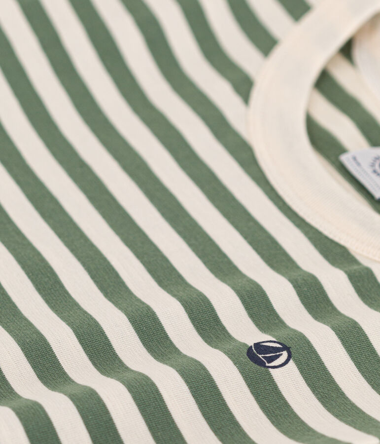 T-shirt a righe in jersey leggero bambino verde/ecru