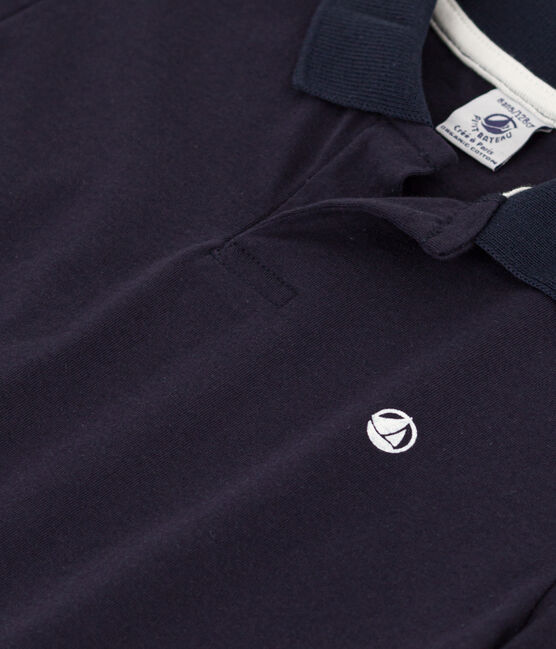 Polo manica corta in cotone bambino blu SMOKING