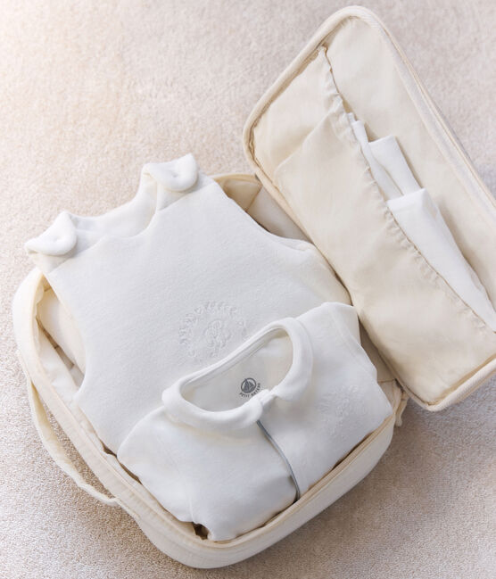 Valigetta nascita in garza di cotone ricamata bianco MARSHMALLOW