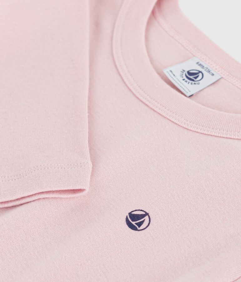 T-shirt a maniche lunghe in cotone tinta unita bambino rosa