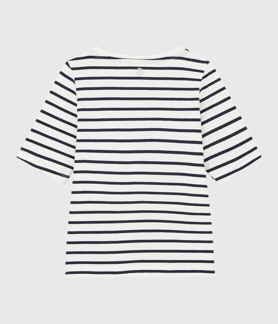 T-shirt a righe bambina bianco MARSHMALLOW/blu SMOKING