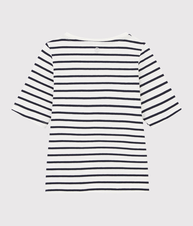 T-shirt a righe bambina bianco/blu