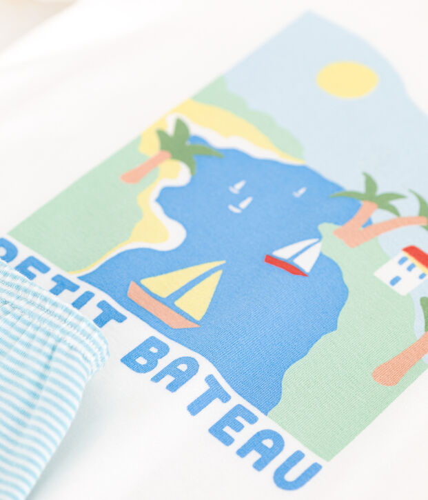 Pigiama corto in cotone bambino bianco/multicolore