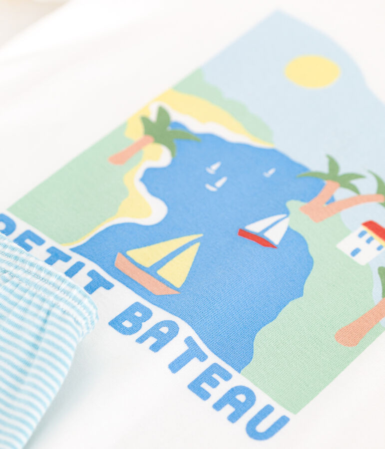 Pigiama corto in cotone bambino bianco/multicolore