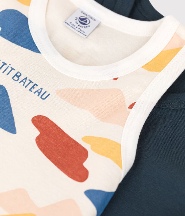 Set di 2 canottiere bimbo in cotone multicolore