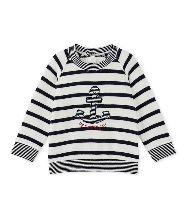 Felpa beb&eacute; bambino a righe marini&egrave;res bianco/blu