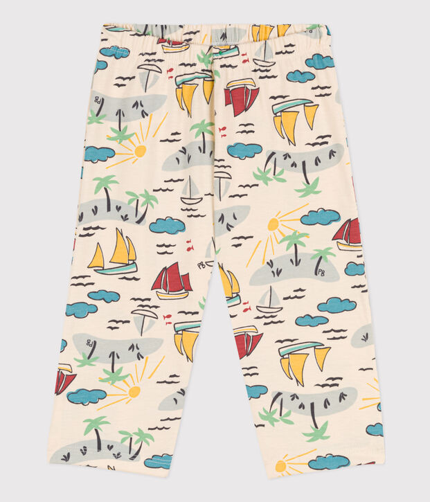 Pantaloni beb&egrave; in jersey stampato ecru/multicolore