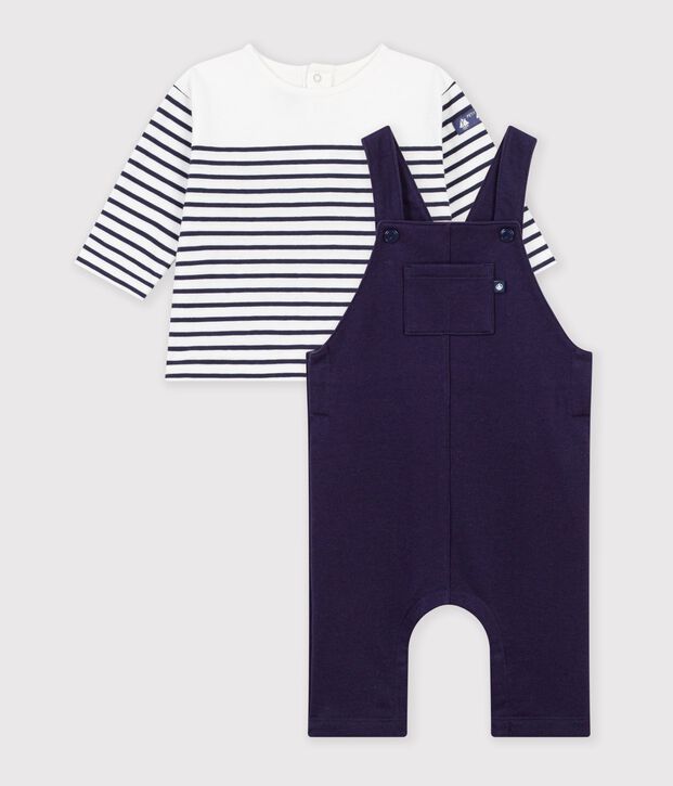 Set regalo con T-shirt e salopette in cotone neonato multicolore