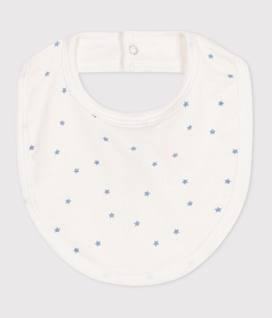 Bavaglino nascita in cotone con stampa blu MARSHMALLOW/bianco GOMME