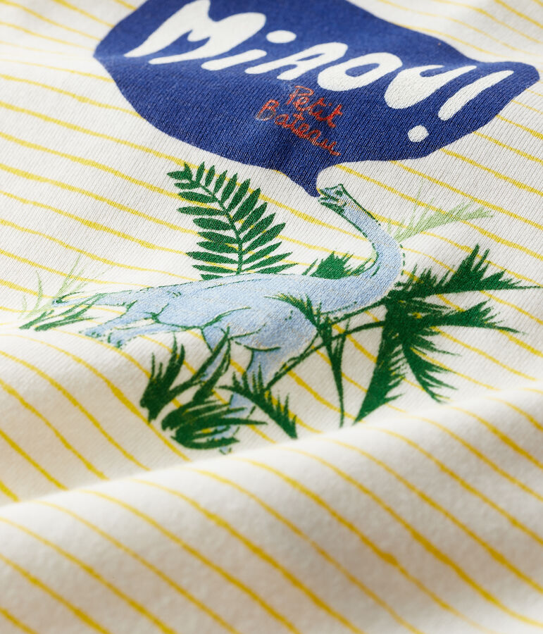 Tutina pigiama beb&egrave; a costine bianco/giallo