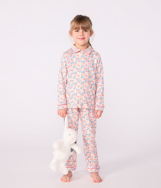 Pigiama bambino in cotone con bottoni e stampa bianco MARSHMALLOW/bianco MULTICO