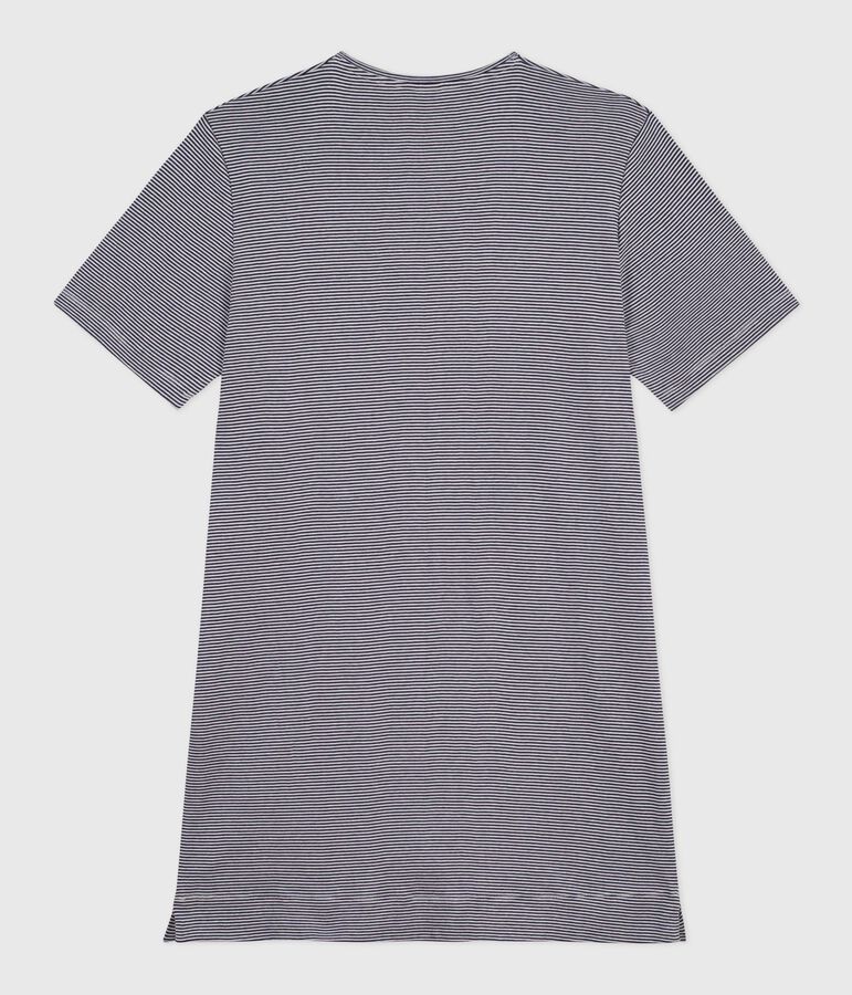 Camicia da notte a maniche corte in cotone a righe donna blu SMOKING/bianco MARSHMALLOW