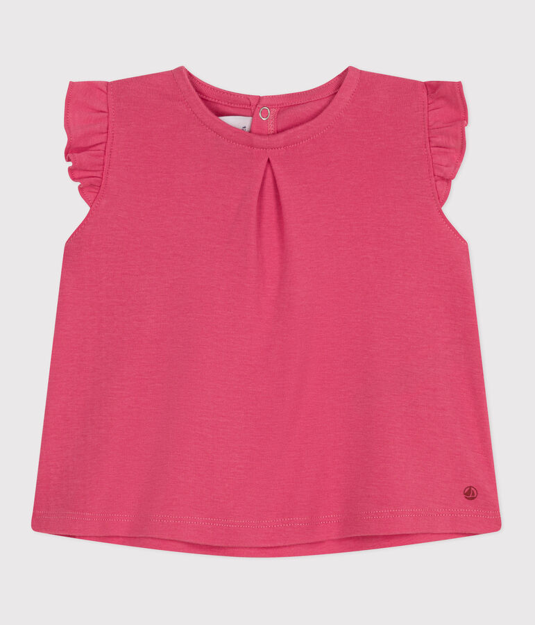 Blusa senza maniche in cotone neonato rosa