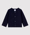 Cardigan tinta unita in jersey biologico spesso per bebè blu SMOKING