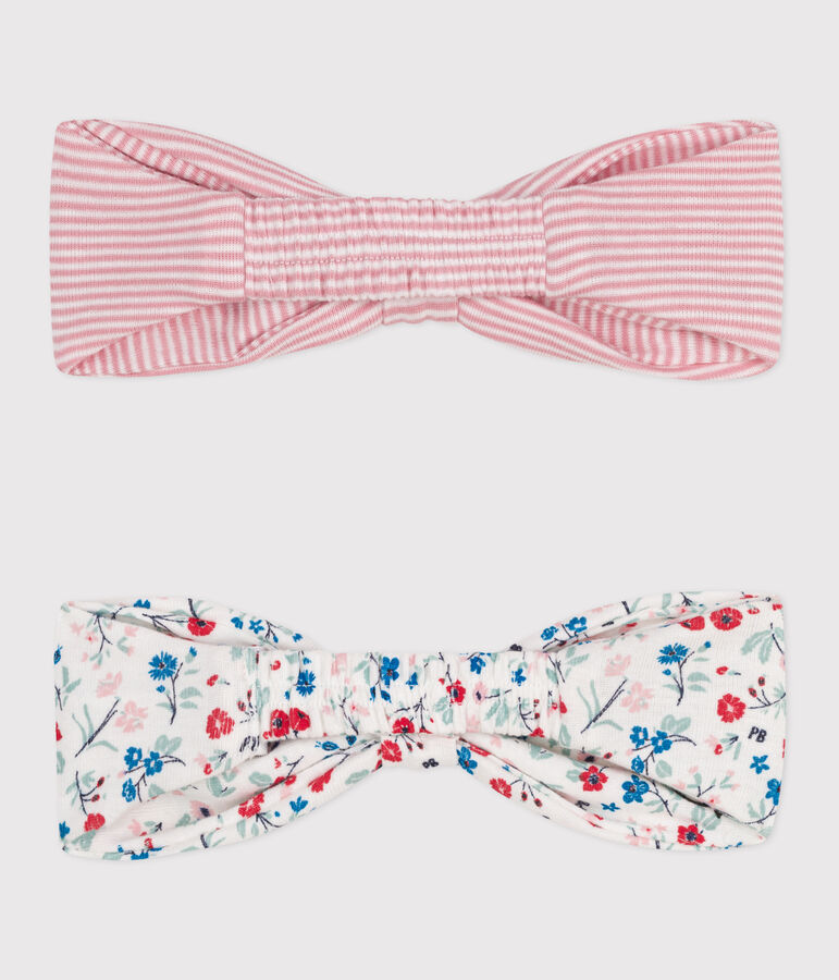 Confezione da 2 fasce in cotone neonata multicolore