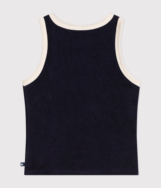 Canotta bambina in spugna bouclette blu SMOKING