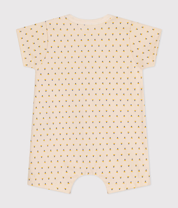 Tutina corta beb&egrave; in jersey leggero ecru/multicolore