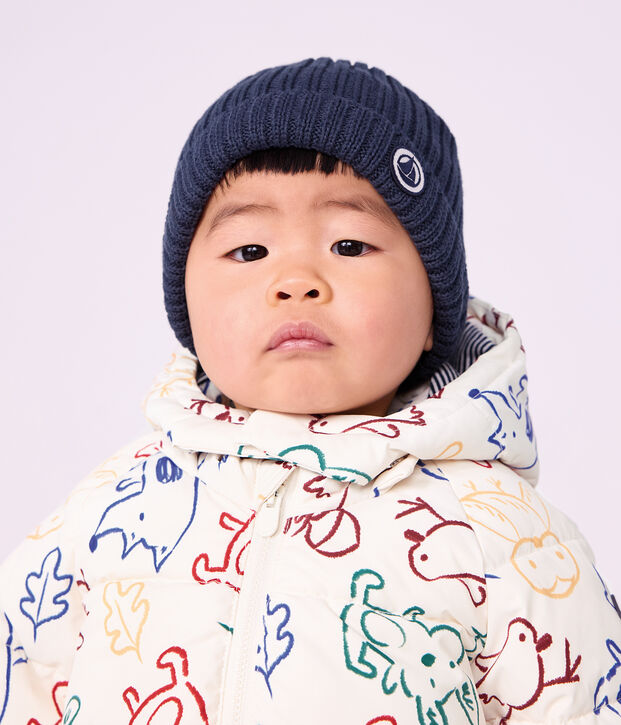 Piumino in poliestere con stampa animalier neonato ecru/multicolore