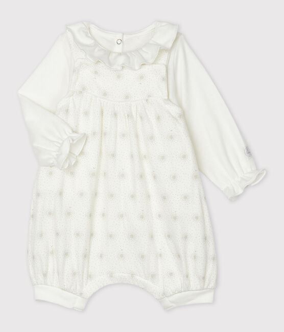 Completo 2 pezzi bebè femmina bianco MARSHMALLOW/beige PERLIN