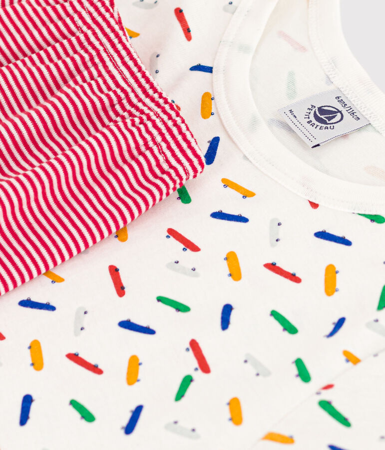 Pigiama short in cotone bambino bianco/multicolore
