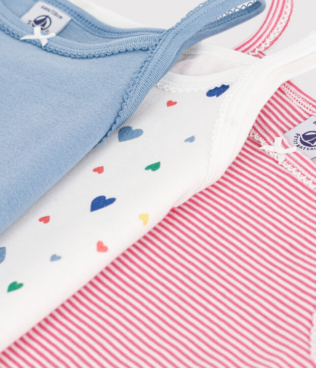 Set di canotte con spalline in cotone con stampa a cuori bambina multicolore