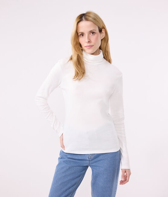 T-shirt Iconica a lupetto in cotone donna bianco ECUME