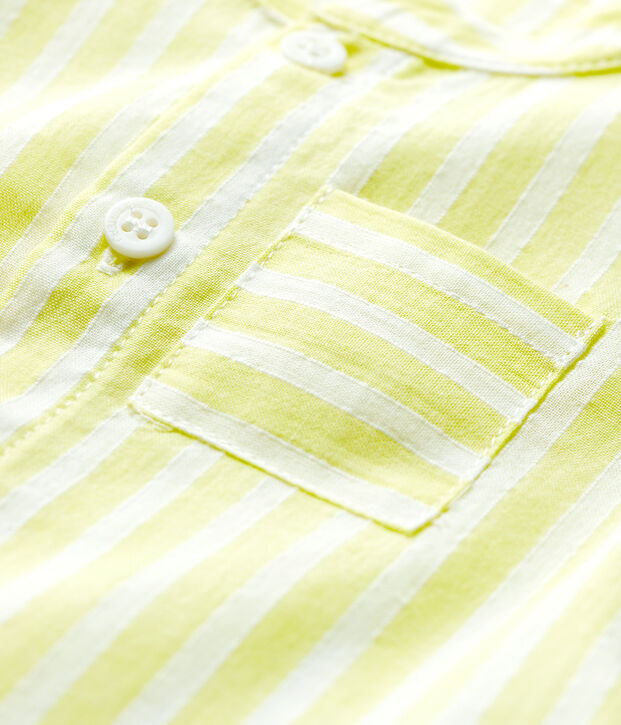 Blusa a righe gialle beb&egrave; in popeline di cotone biologico giallo/bianco