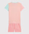 Pigiama a righe multicolori corto bambina a costine giallo SUNNY/bianco MULTICO
