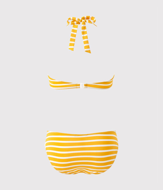 Costume da bagno donna 2 pezzi a righe arancione FUSION/bianco MARSHMALLOW