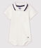 Body con collo a polo in cotone, a manica corta bebè bianco MARSHMALLOW