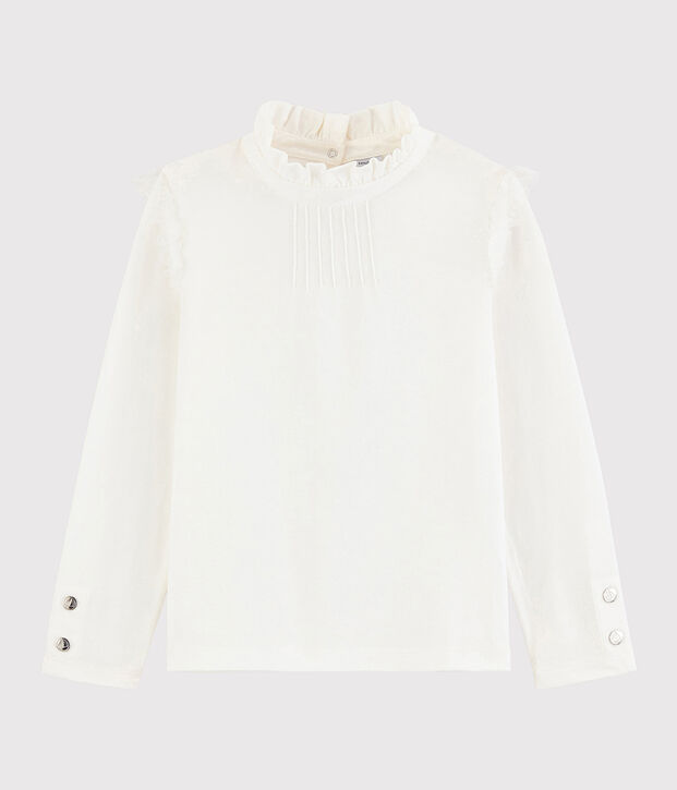 T-shirt con collaretto bambina bianco