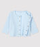 Cardigan bebè in costina 2x2 di cotone biologico blu FRAICHEUR