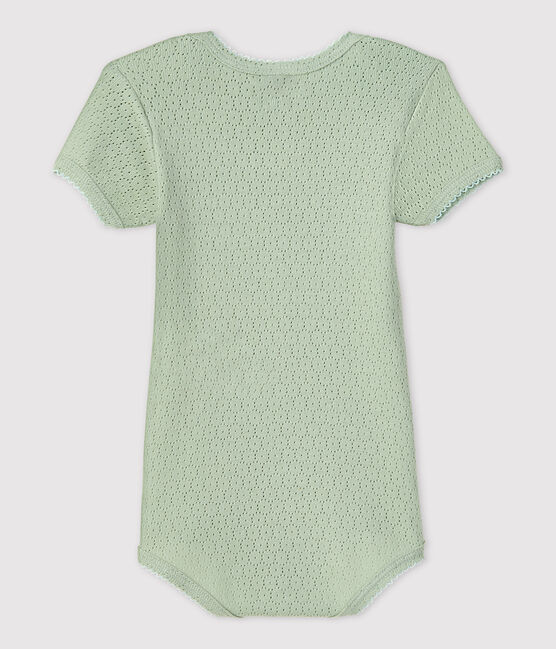 Body bebè a maniche corte in maglia traforata verde HERBIER