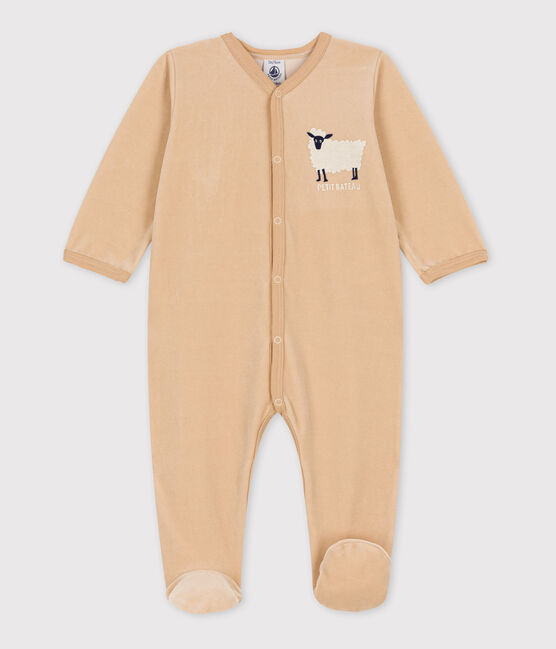 Tutina pigiama bebè in ciniglia motivo pecora beige TRENCH