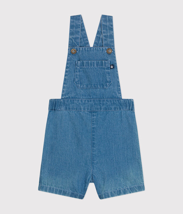 Salopette corta beb&egrave; in denim leggero blu