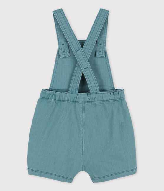 Salopette corta bebè in denim colorato verde BRUT