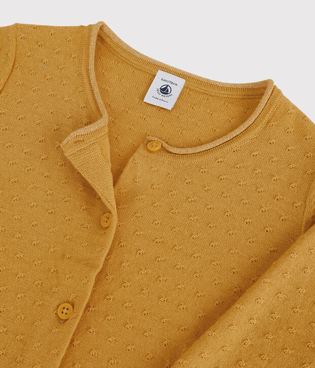 Cardigan lana e cotone bambina giallo