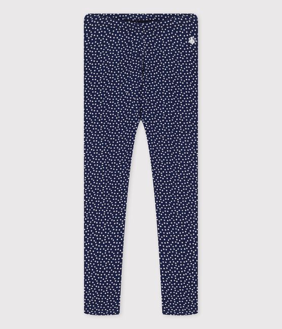 Jeggings in jersey elasticizzato bambina blu MEDIEVAL/bianco MARSHMALLOW