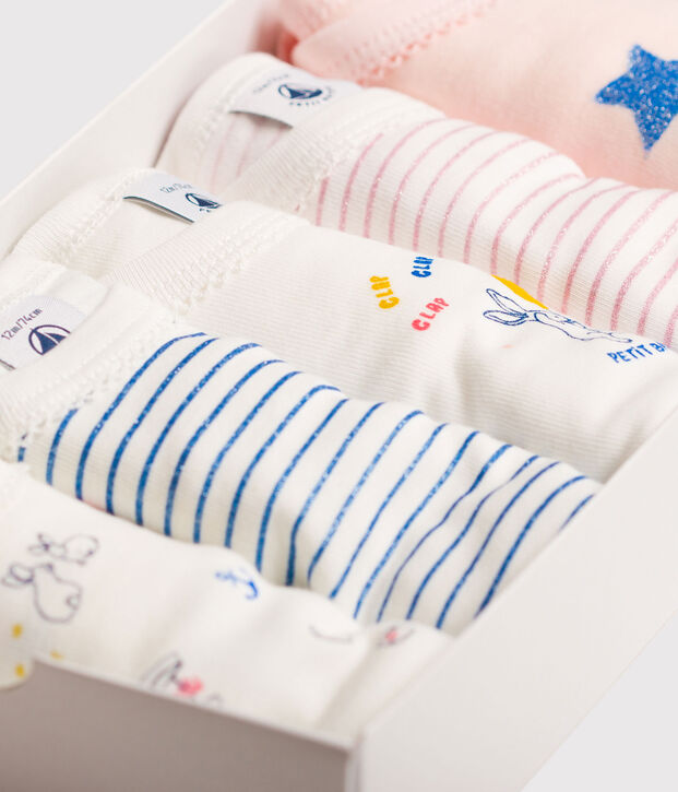 Confezione da 5 body a manica lunga beb&egrave; femmina multicolore