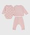 Set regalo 2 pezzi in velluto con body con stampa a cuori neonato rosa JOLI
