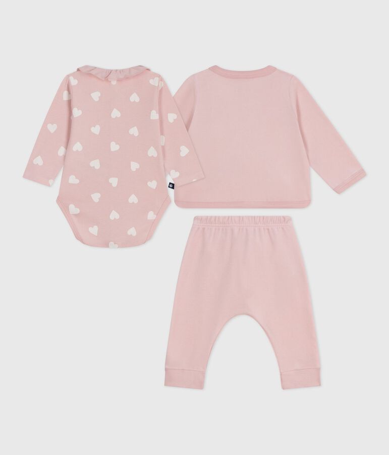 Set regalo 2 pezzi in velluto con body con stampa a cuori neonato rosa