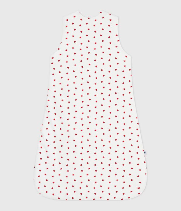 Sacco nanna in ciniglia con stampa a cuori neonato TOG 3 bianco/rosso