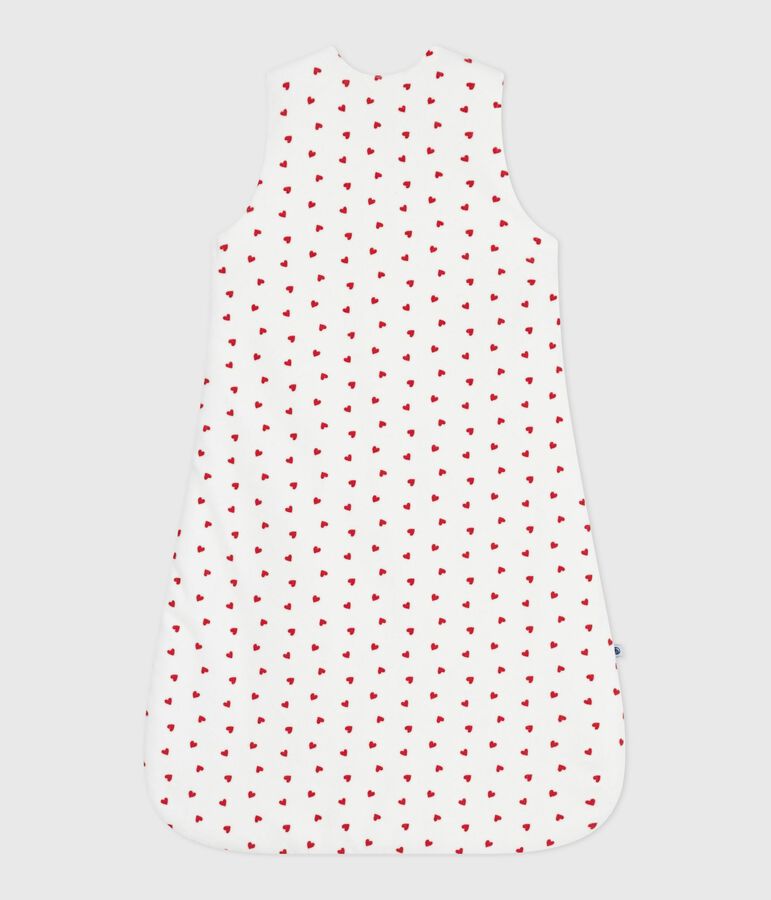 Sacco nanna in ciniglia con stampa a cuori neonato TOG 3 bianco/rosso