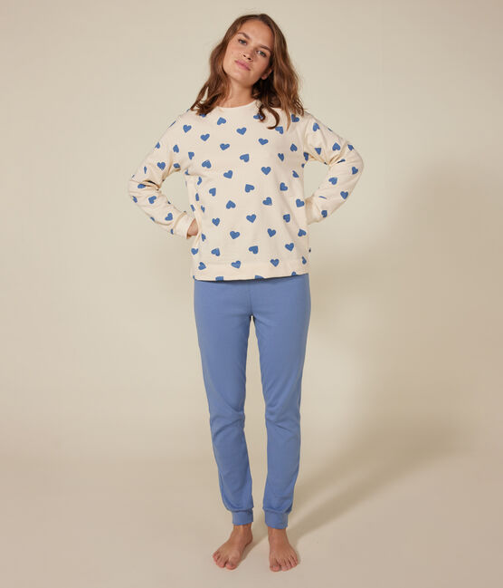 Pigiama bimateriale in cotone donna blu BEACH/ AVALANCHE