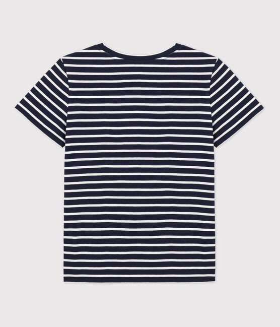 T-shirt LE DROIT girocollo in cotone Donna blu SMOKING/bianco MARSHMALLOW