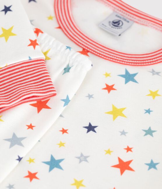 Pigiama in cotone con stelle stampate bambino bianco MARSHMALLOW/bianco MULTICO